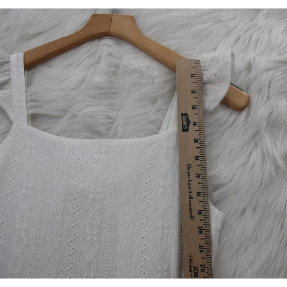 The Childrens Place White Eyelet Cutout Dress Size 16 XXL Ruffle Preppy Minimal